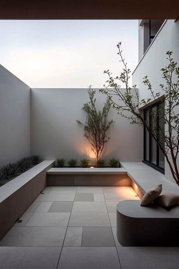 Subdued Neutral Tones - 22 Sunken Patio Ideas