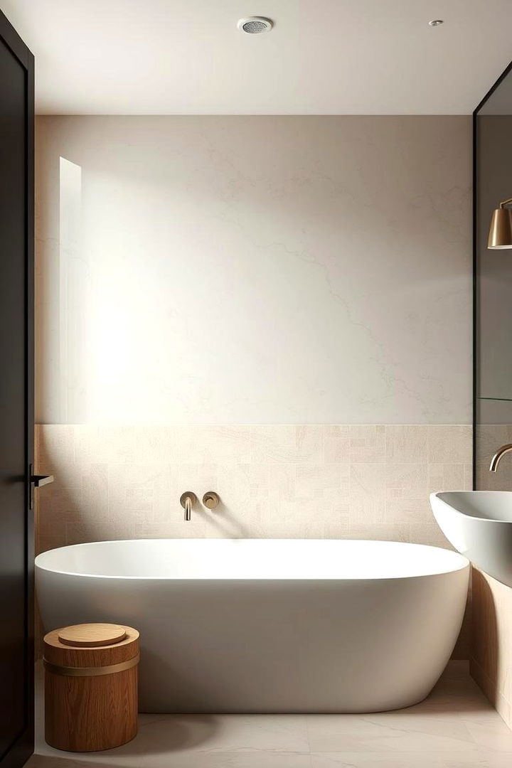 Subdued Neutrals Harmony - 22 Half-wall Tile Bathroom Ideas