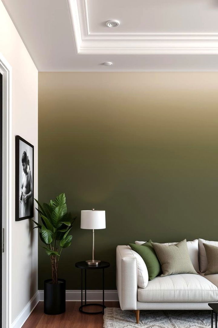 Subdued Ombre Gradient - 22 Olive Green Accent Wall Ideas