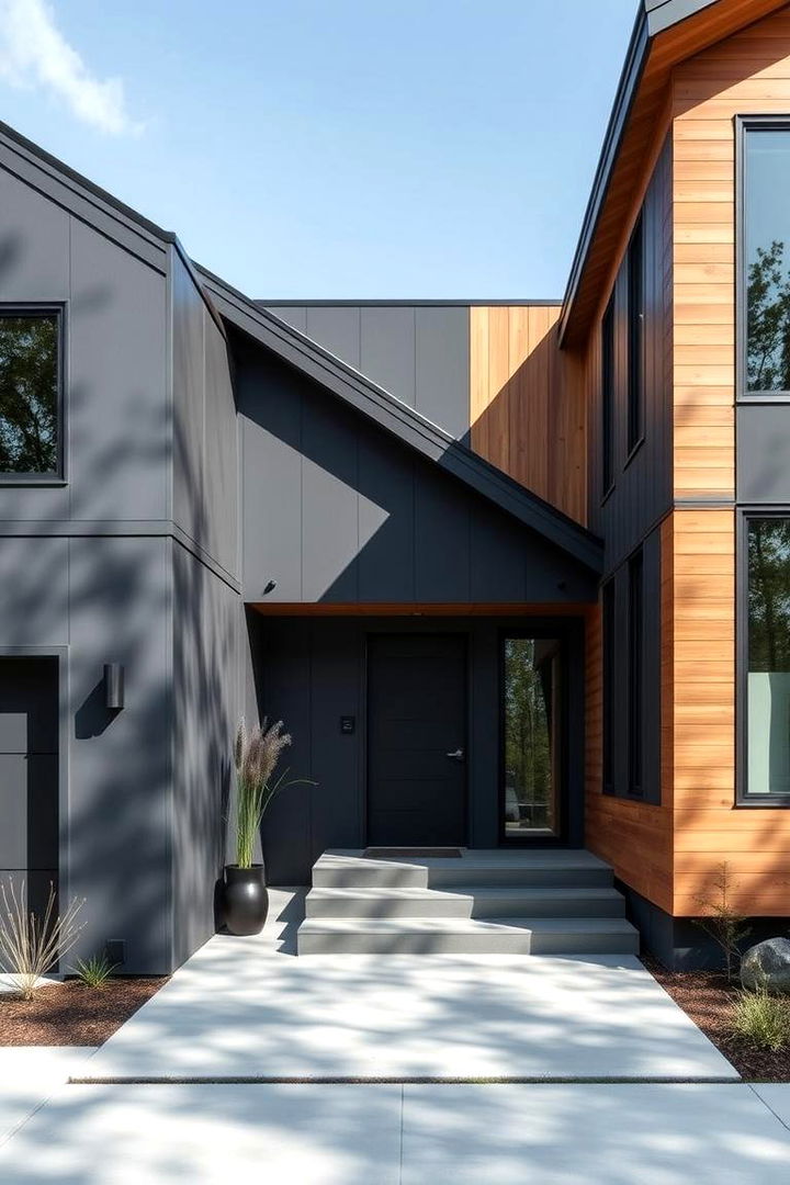 Subdued Slate Blue - 22 Paint Colors for a Modern Black House With Cedar Accents