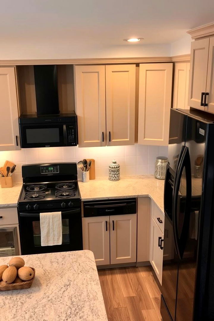 Subtle Beige Cabinets - 22 What Color Cabinets Go With Black Appliances