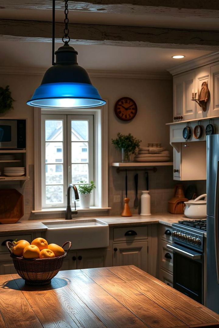 Subtle Blue Lighting Fixtures - 22 Blue French Country Kitchen Ideas