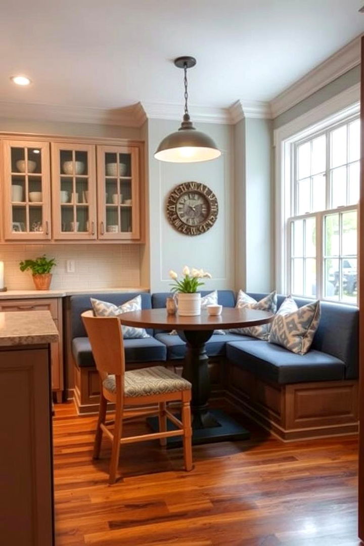 Subtle Blue Upholstered Seating - 22 Blue Kitchen Ideas