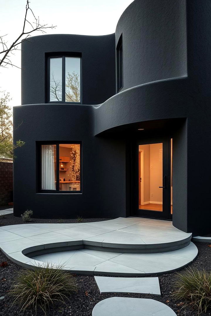 Subtle Contemporary Flair - 22 Black Stucco House Ideas