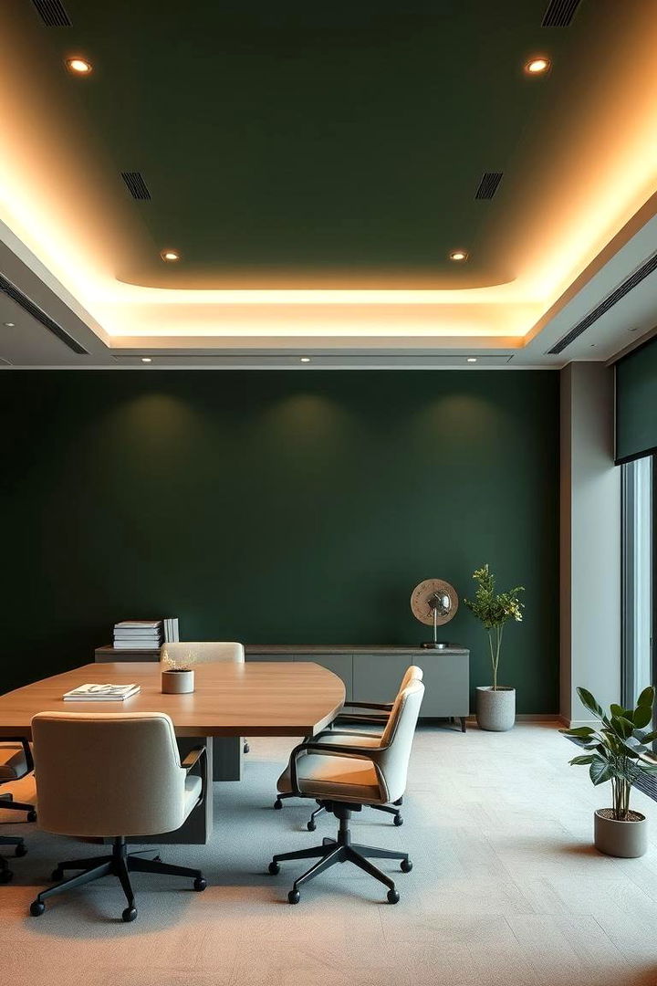 Subtle Dark Green Backdrops - 22 Dark Green Home Office Ideas