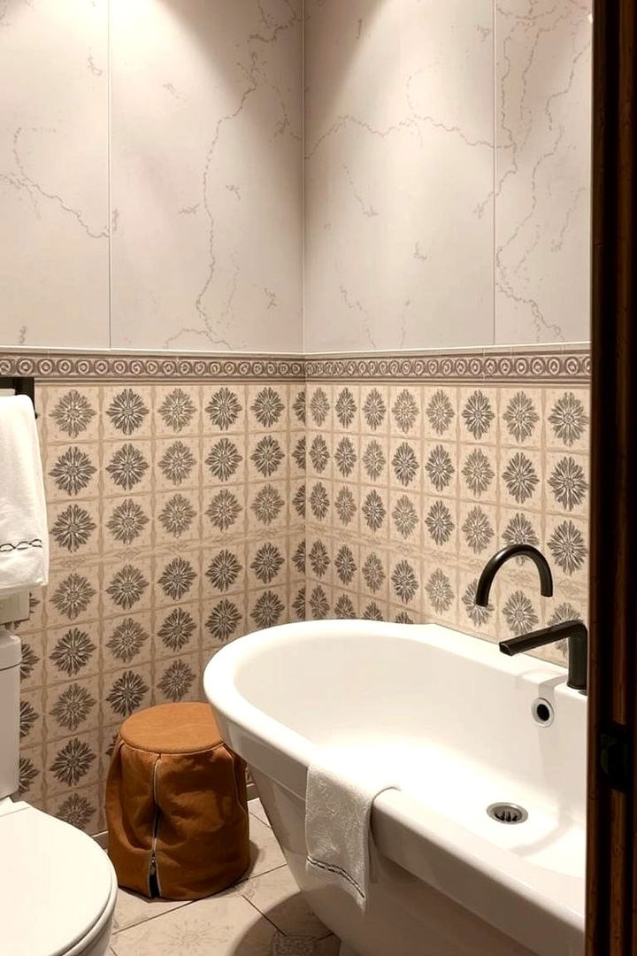 Subtle Decorative Patterns for Elegance - 22 Japandi Bathroom Ideas