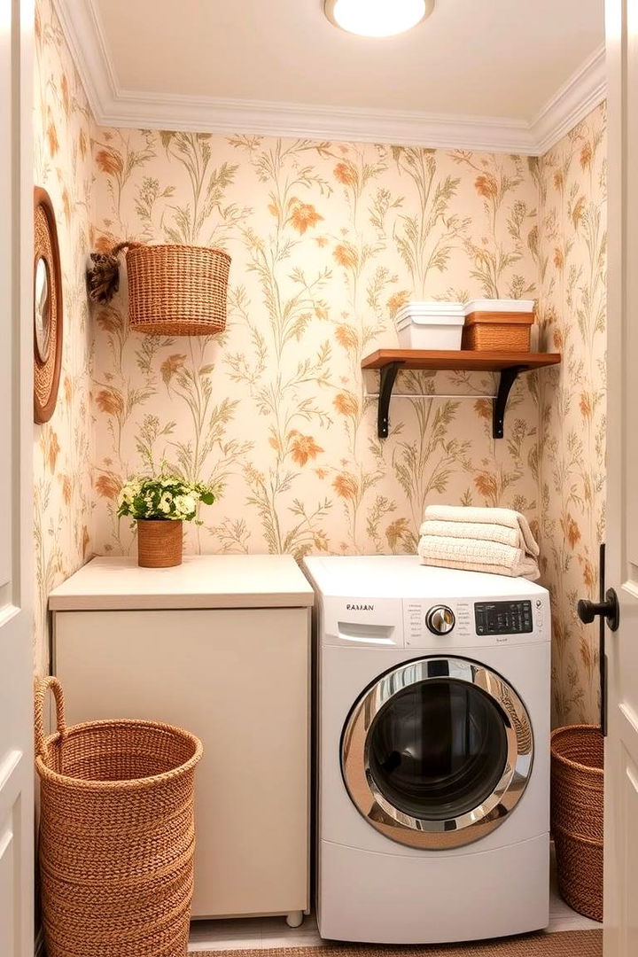 Subtle Earth Tones - 22 Laundry Room Wallpaper Ideas