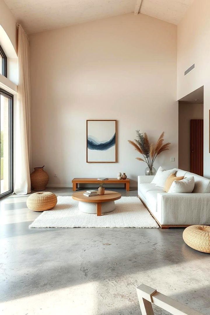 Subtle Earthy Tones - 22 Rustic Concrete Floor Living Room Ideas