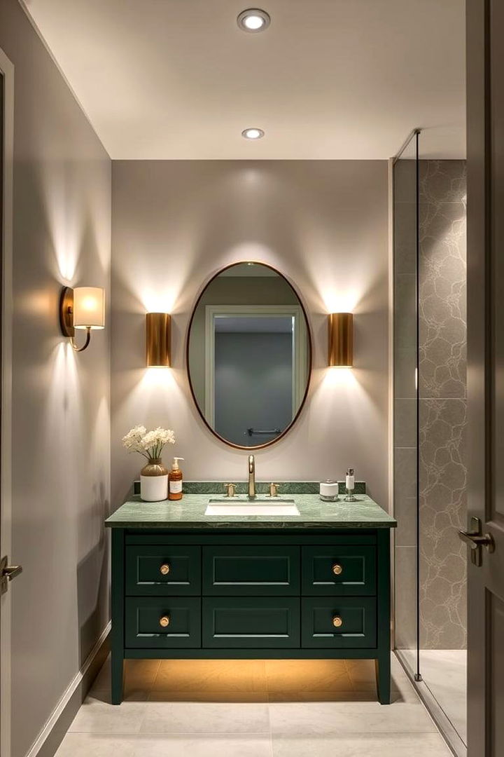 Subtle Lighting Effects - 22 Bathroom With Green Vanity