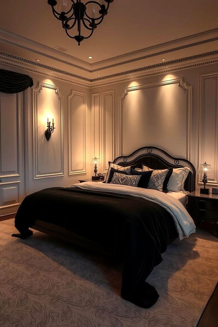 Subtle Magic with Lighting Accents - 22 Cream and Black Bedroom Ideas