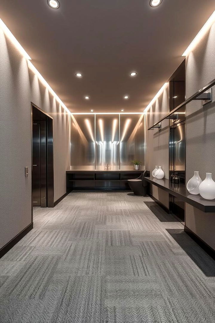 Subtle Metallic Shine - 22 grey carpet living room ideas