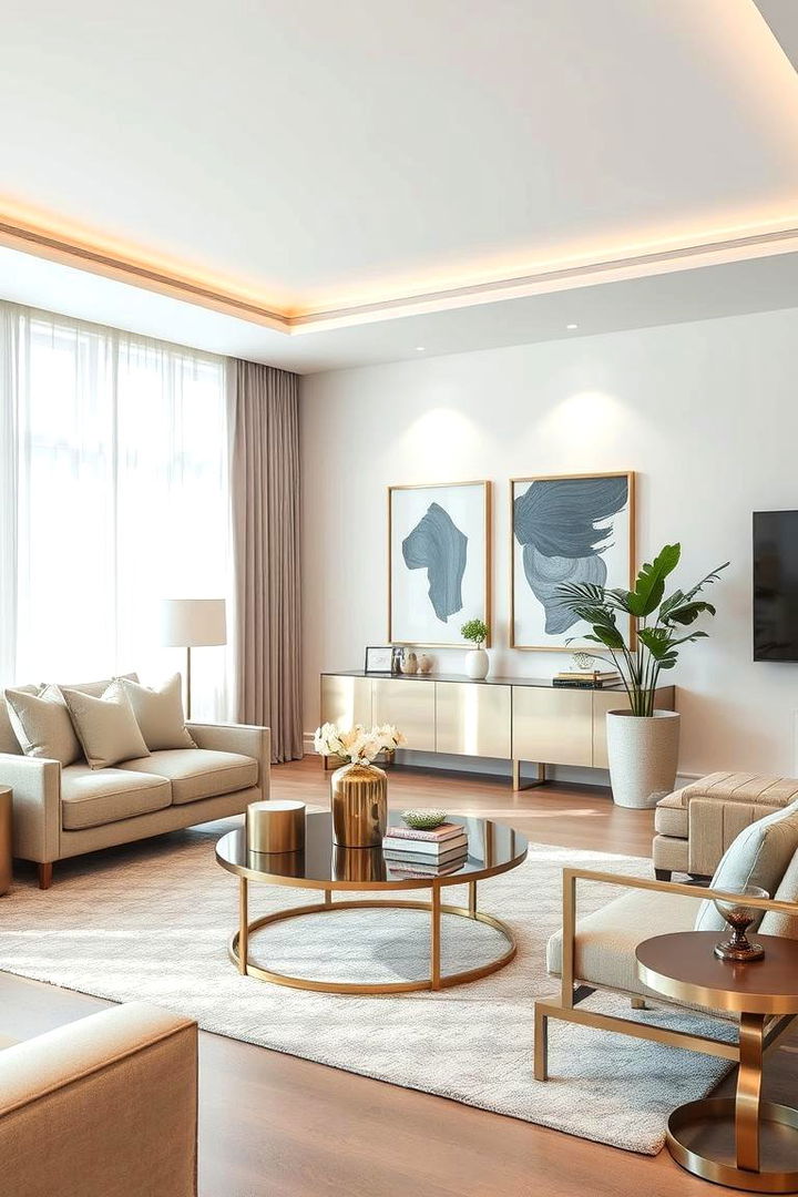 Subtle Metallic Touches - 22 Grey and White Living Room Ideas