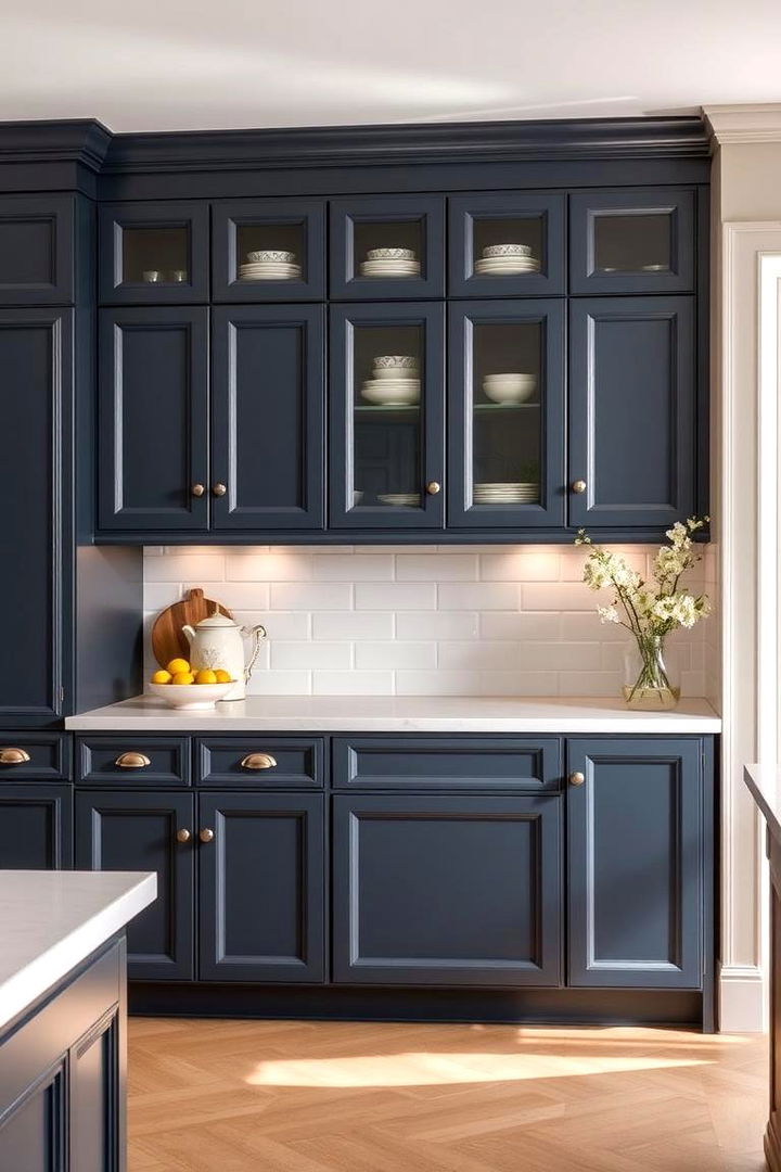 Subtle Navy Blue Detailing - 22 Navy Blue Kitchen Cabinets Ideas