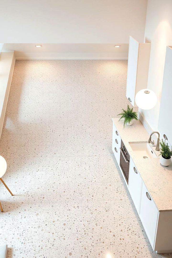 Subtle Neutral Tones - 22 Terrazzo Kitchen Floor Ideas