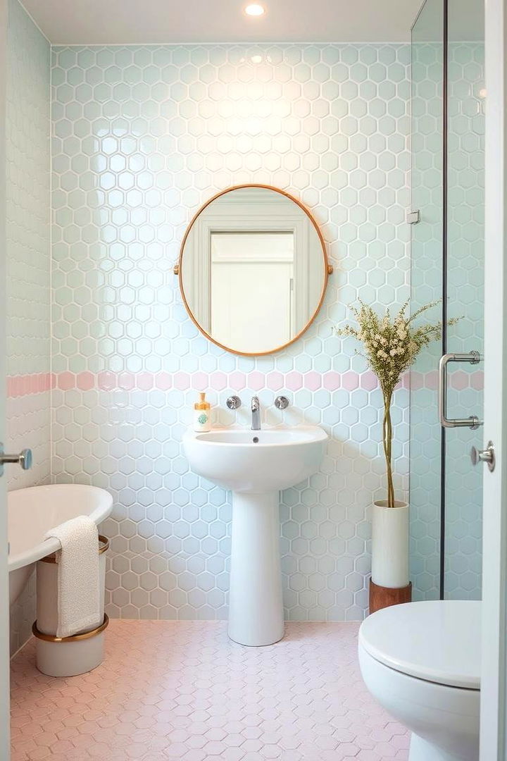 Subtle Pastels - 22 Penny Tile Bathroom Floor Ideas