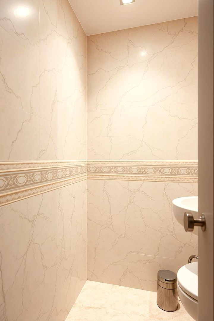 Subtle Pattern Fusion - 22 Beige and White Bathroom Ideas