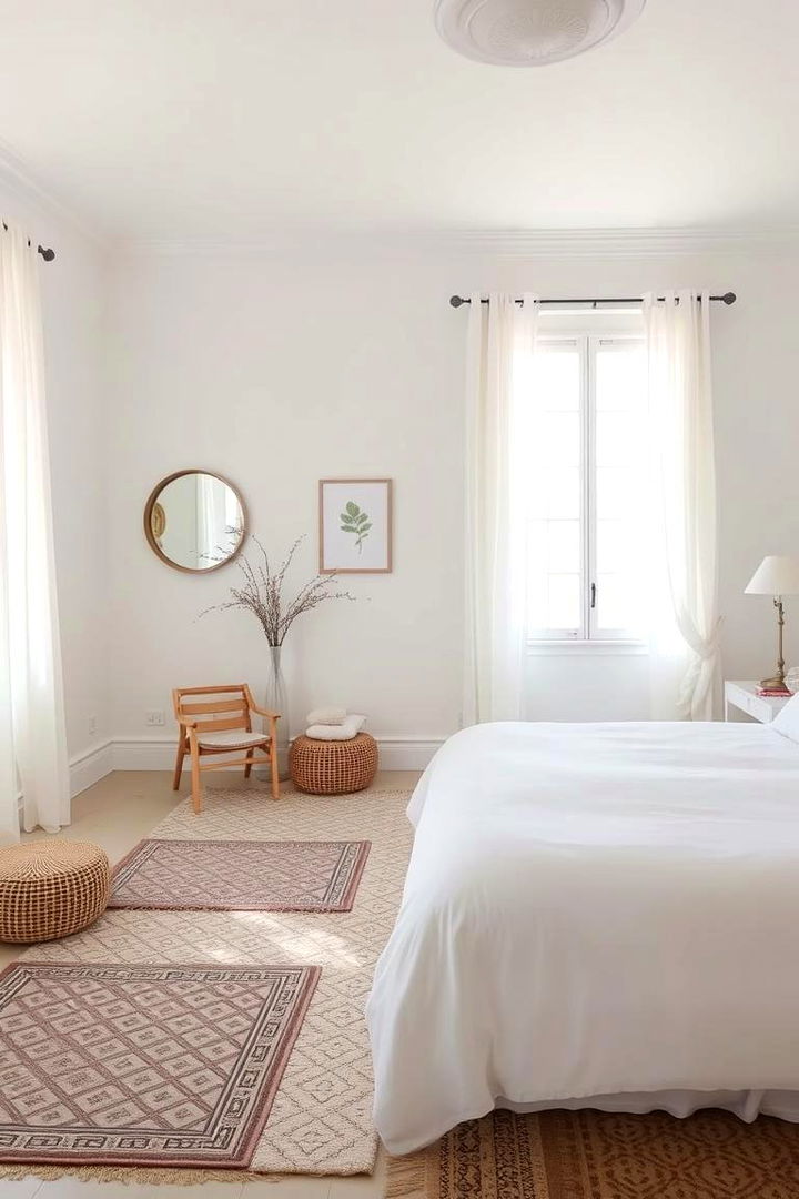 Subtle Patterned Accessories - 22 Small White Bedroom Ideas