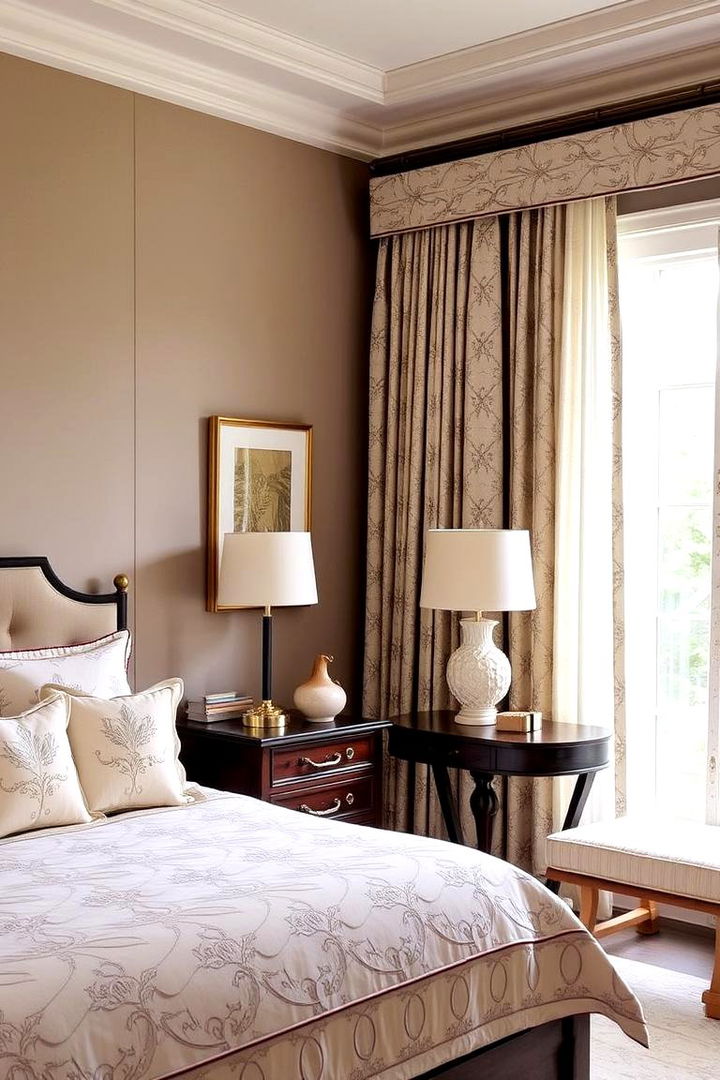 Subtle Patterned Textiles - 22 Taupe Bedroom Ideas