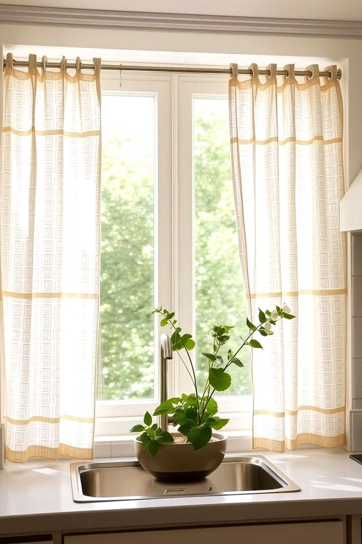 Subtle Patterns for a Serene Atmosphere - 22 Kitchen Curtain Ideas