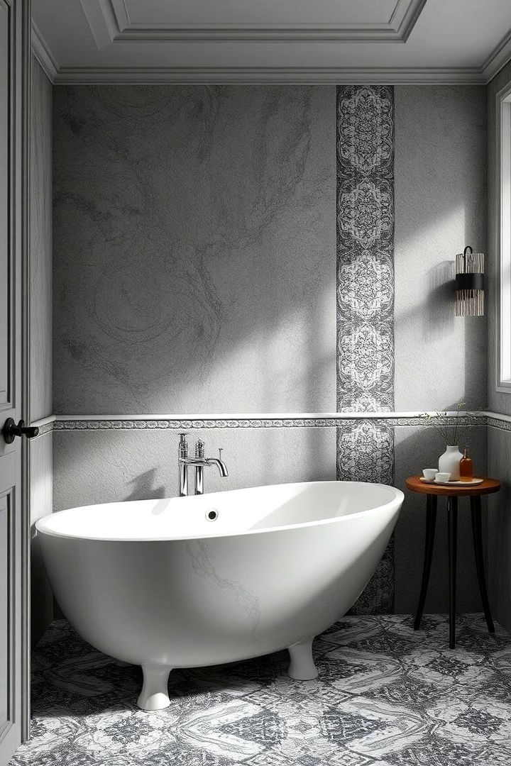 Subtle Patterns with Grey Mosaic Tiles - 22 Grey Bathroom Ideas