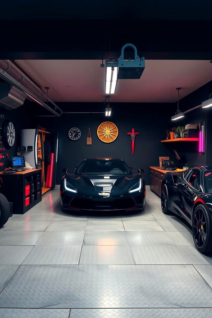 Subtle Pop of Colors - 22 Black Garage Ideas