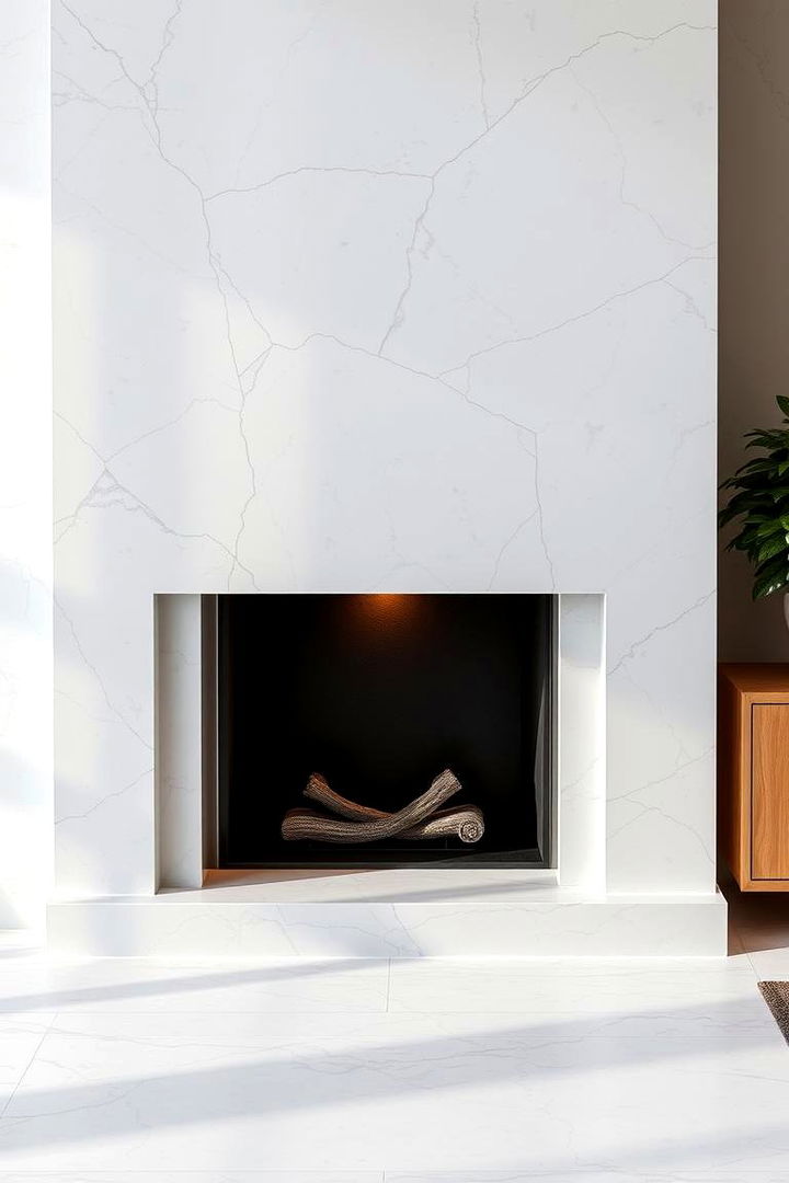 Subtle Quartz Detailing - 22 Quartz Fireplace Surround Ideas