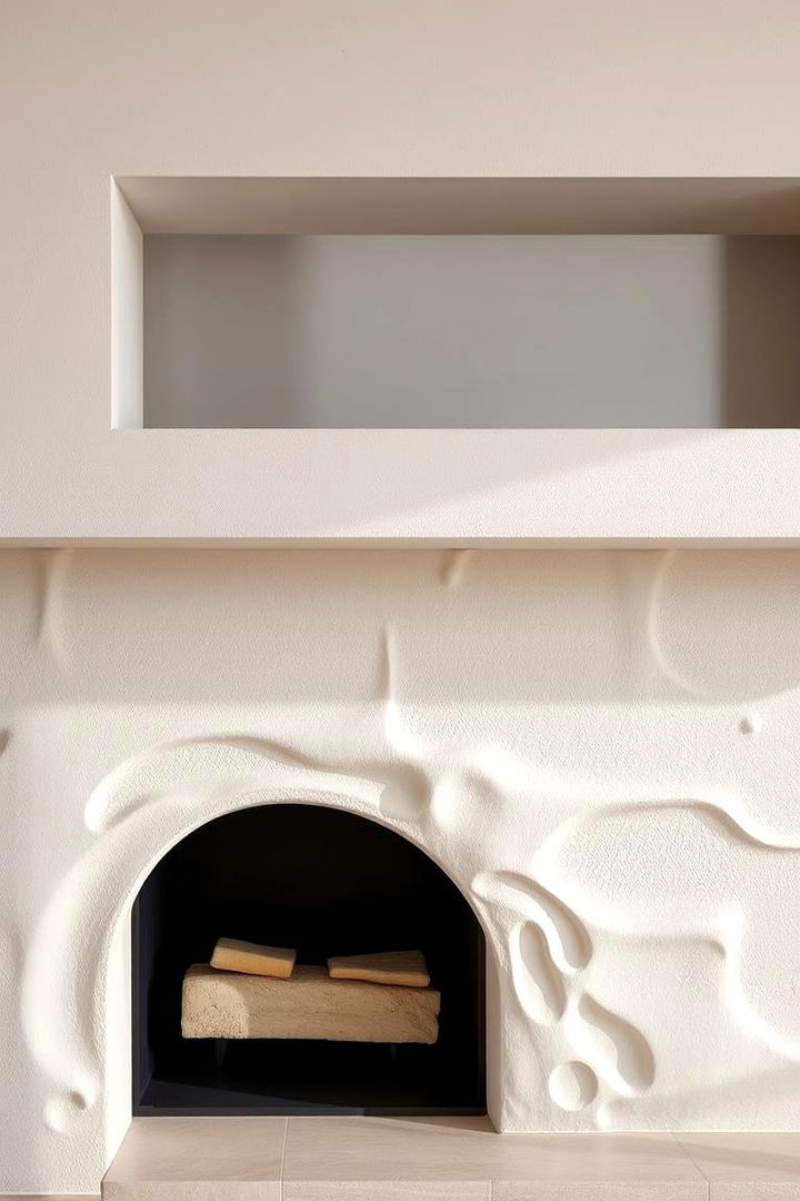 Subtle Stucco Texture Contrast - 22 Stucco Fireplace Ideas