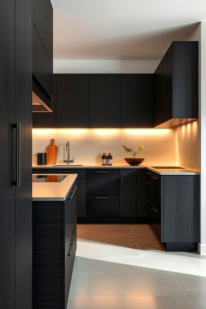 Subtle Texture Variations - 22 Black Kitchen Cabinet Ideas