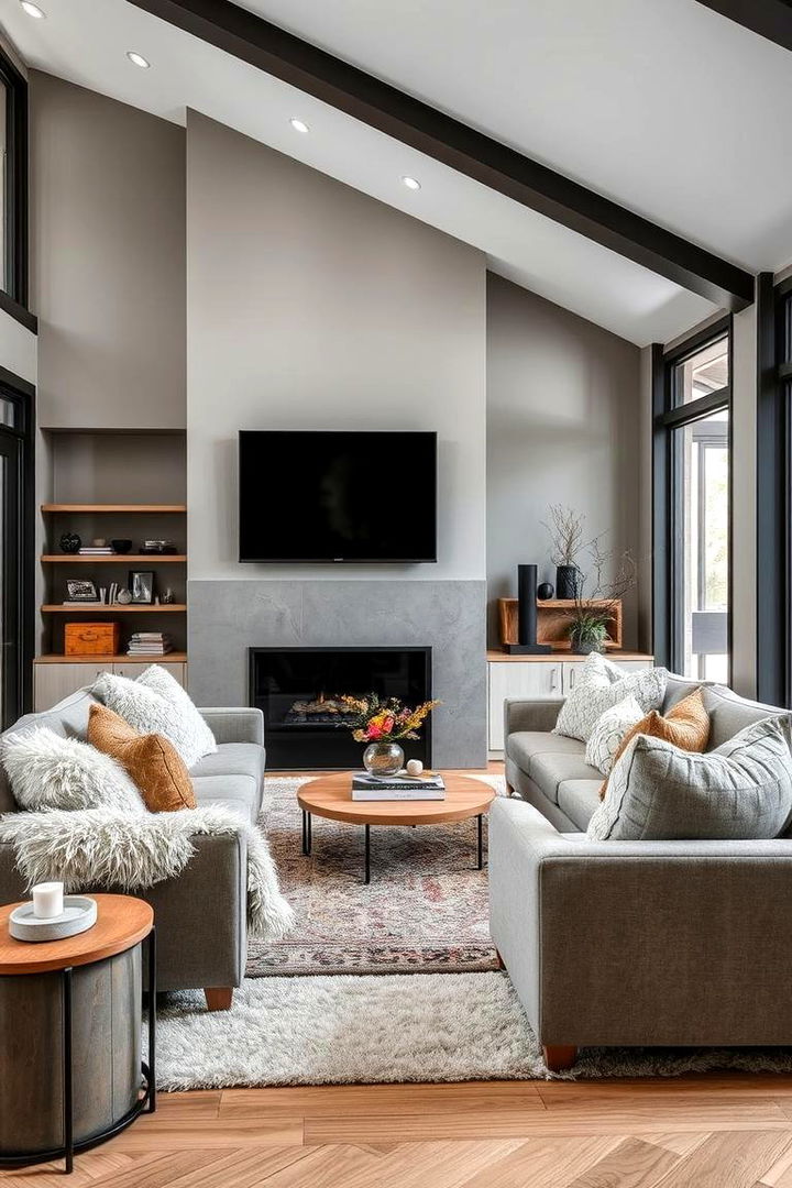 Subtle Texture and Layers - 22 Living Room With Grey Walls and Black Trim
