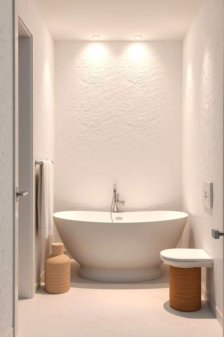 Subtle Textured Walls - 22 Small White Bathroom Ideas