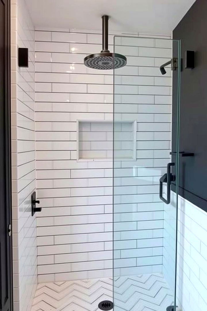 Subway Tiles With a Twist - 22 Walk-in Shower Tile Ideas