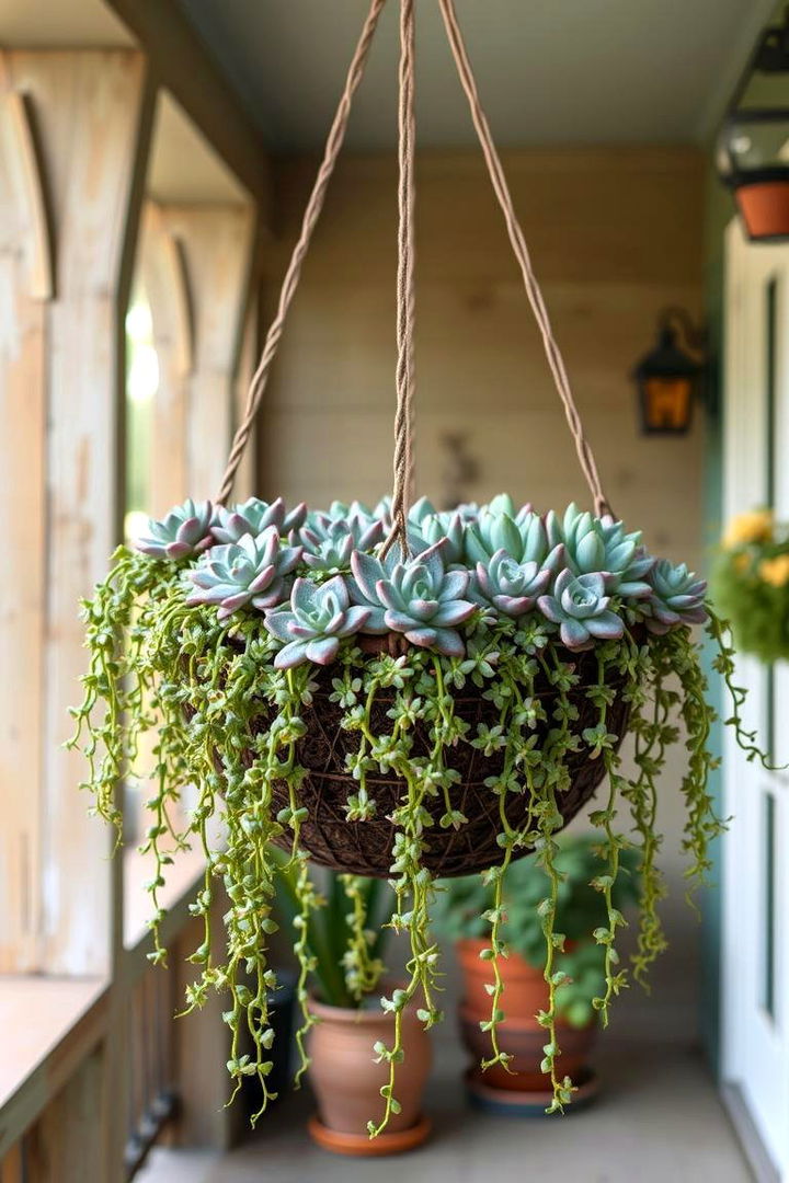 Succulent Hanging Baskets - 22 Succulent Garden Ideas