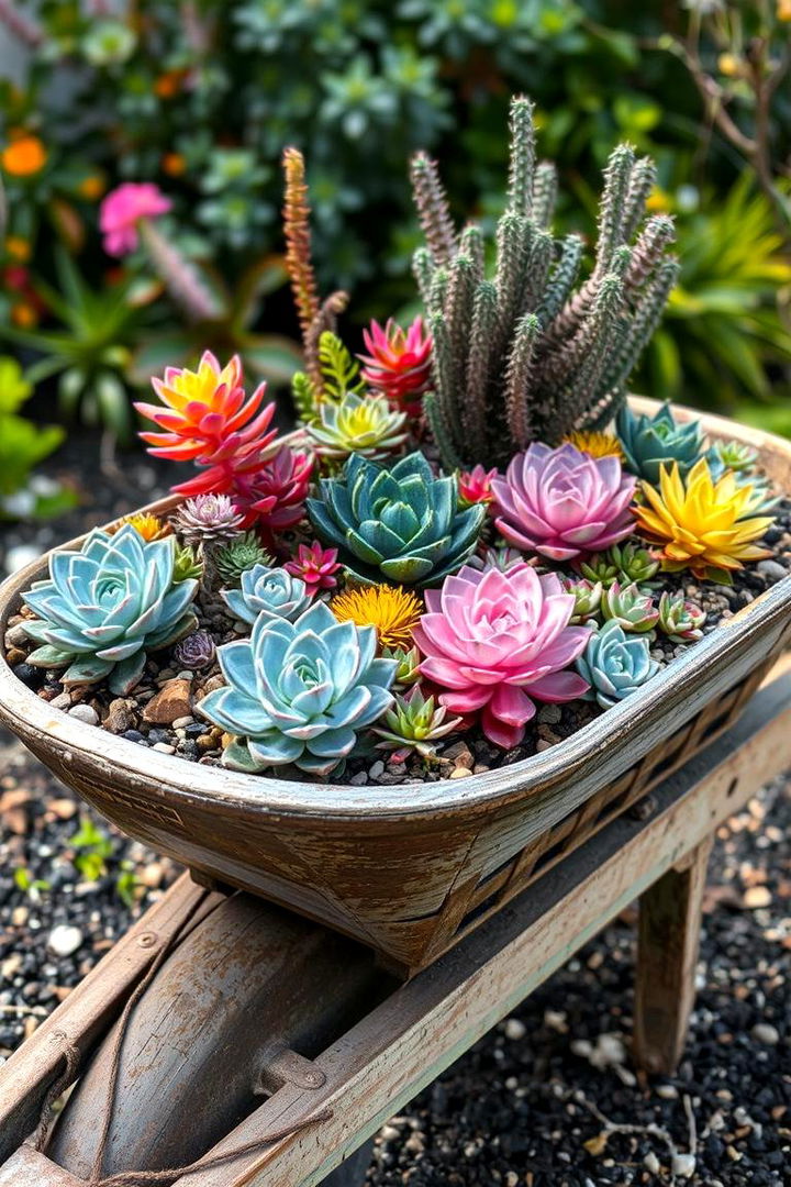 Succulent Showcase Transformation - 22 Old Wheelbarrow Ideas