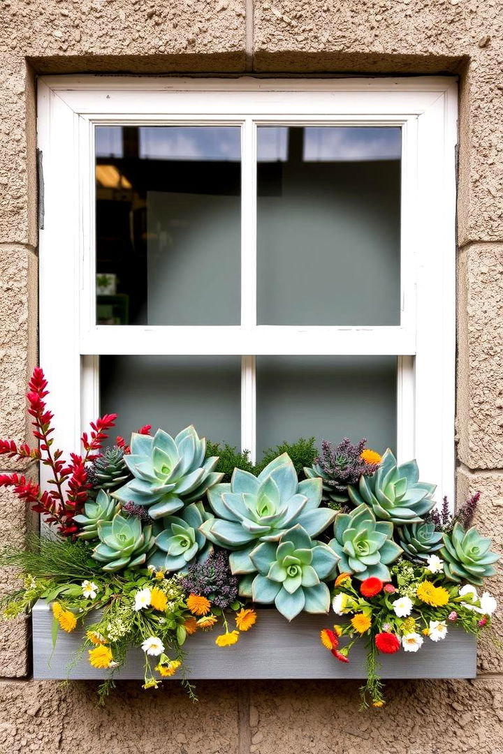 Succulent Window Boxes with Fall Flair - 22 Fall Window Box Ideas