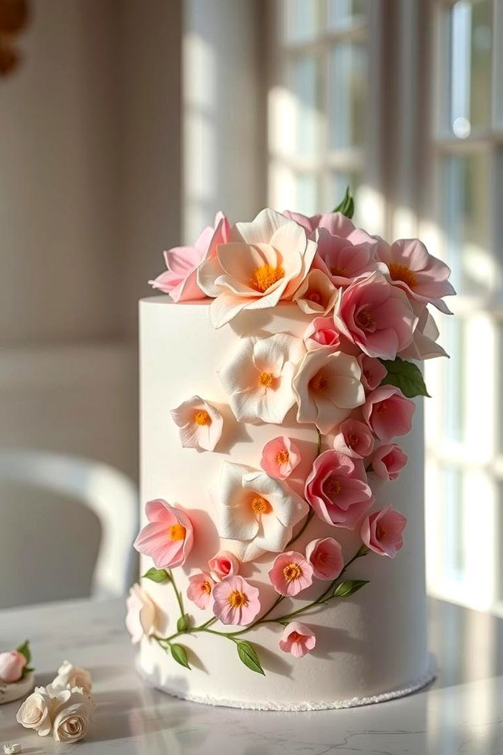 Sugar Flower Embellished Cake - 22 Small Wedding Cake Ideas
