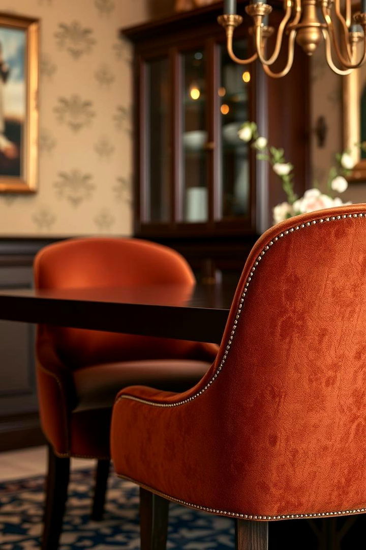 Sumptuous Velvet Upholstery - 22 Art Deco Dining Room Ideas