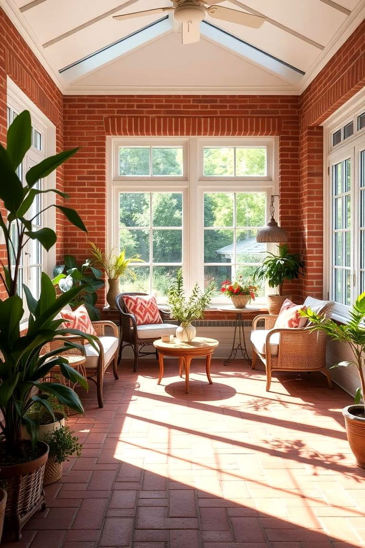 Sun Kissed Retreat - 22 Brick Floor Sunroom Ideas