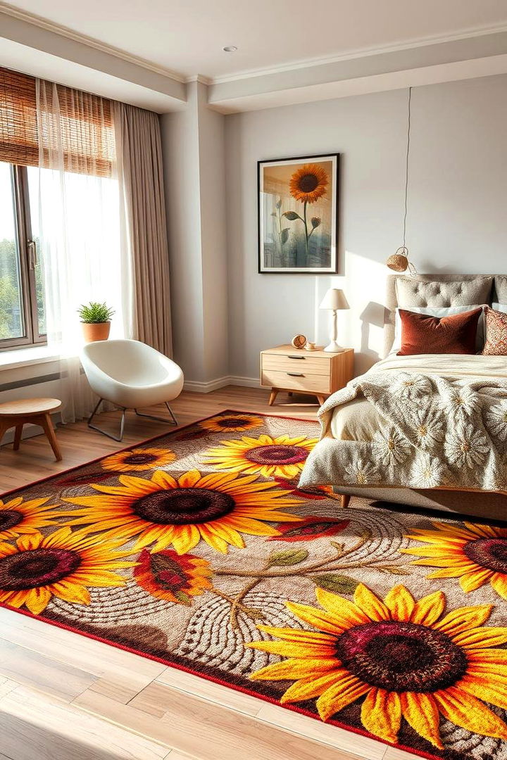 Sunflower Accent Rugs - 22 Sunflower Bedroom Ideas