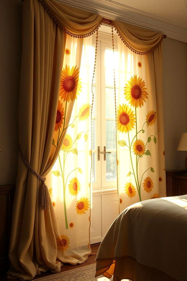 Sunflower Curtains and Drapes - 22 Sunflower Bedroom Ideas