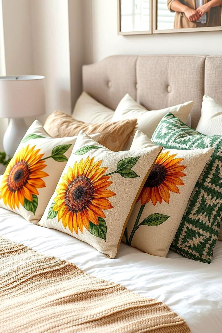 Sunflower Decorative Pillows - 22 Sunflower Bedroom Ideas