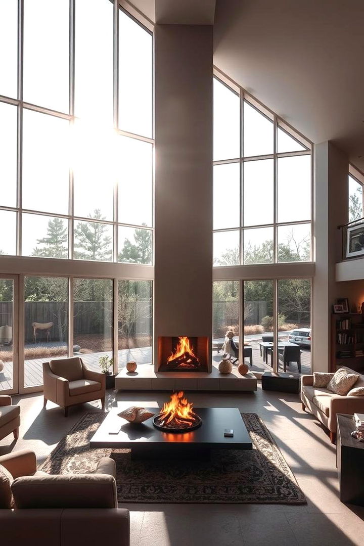 Sunlit Open Concept Fireplace - 22 Living Room Fireplace Ideas