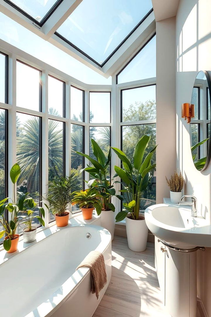 Sunlit Plant Oasis - 22 Greenhouse Bathroom Ideas