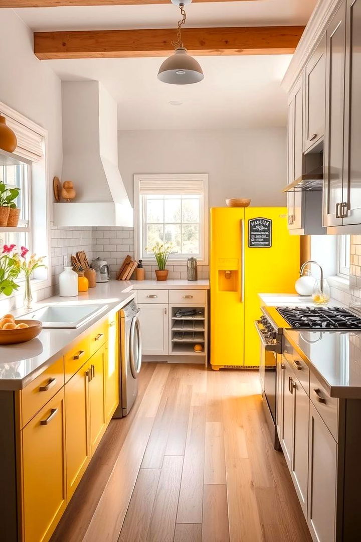 Sunny Yellow Accents - 22 Kitchen With Colored Appliances Ideas