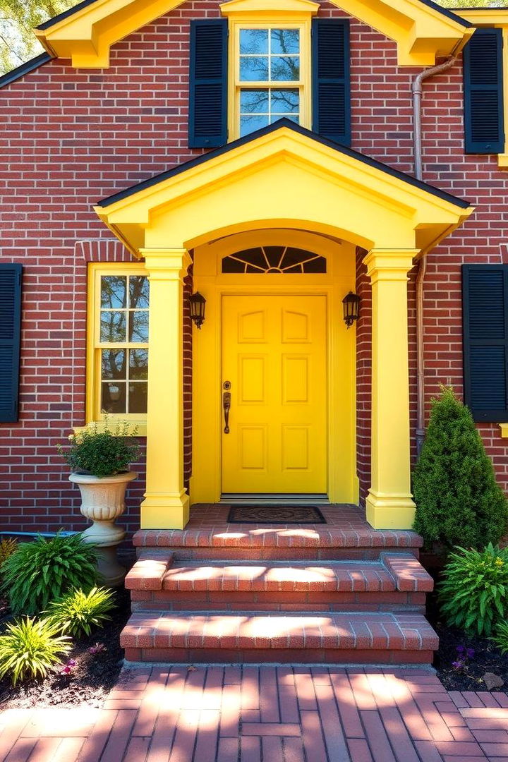 Sunny Yellow Highlights - 22 Exterior Brick Paint Color Ideas