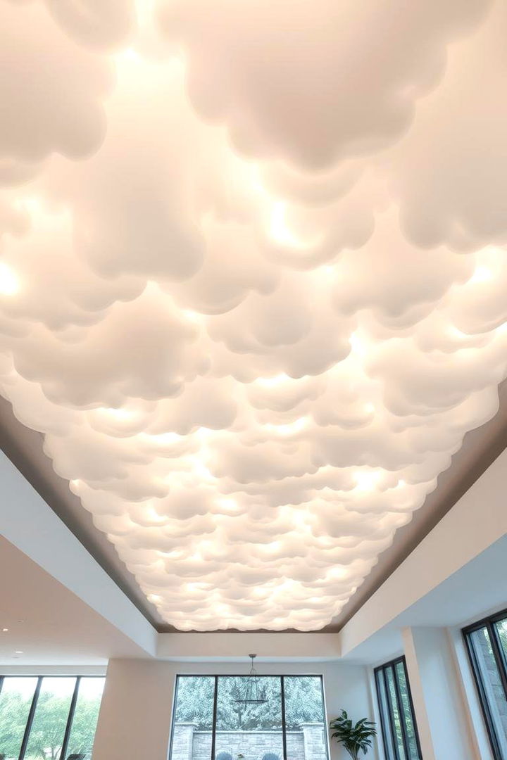 Suspended Cloud Like Panels - 22 Basement Ceiling Ideas
