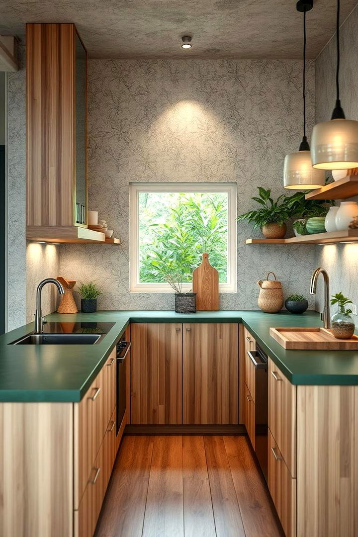 Sustainable Bamboo Fiber Green Countertops - 22 Kitchen With Green Countertops Ideas