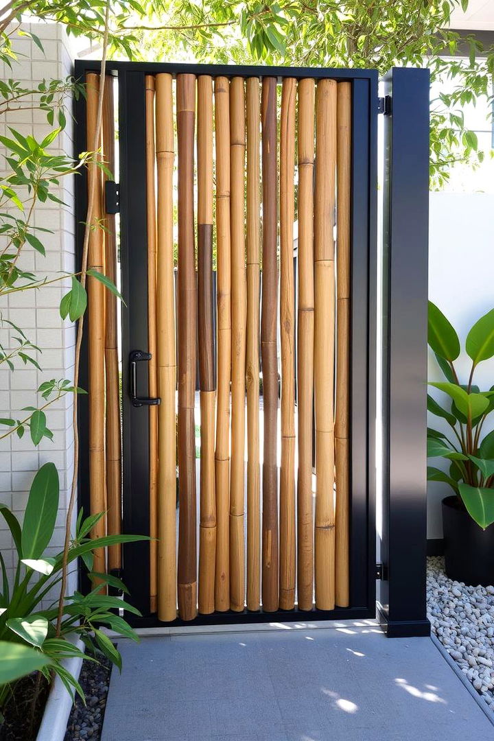 Sustainable Bamboo and Metal Gate - 22 Driveway Gate Ideas