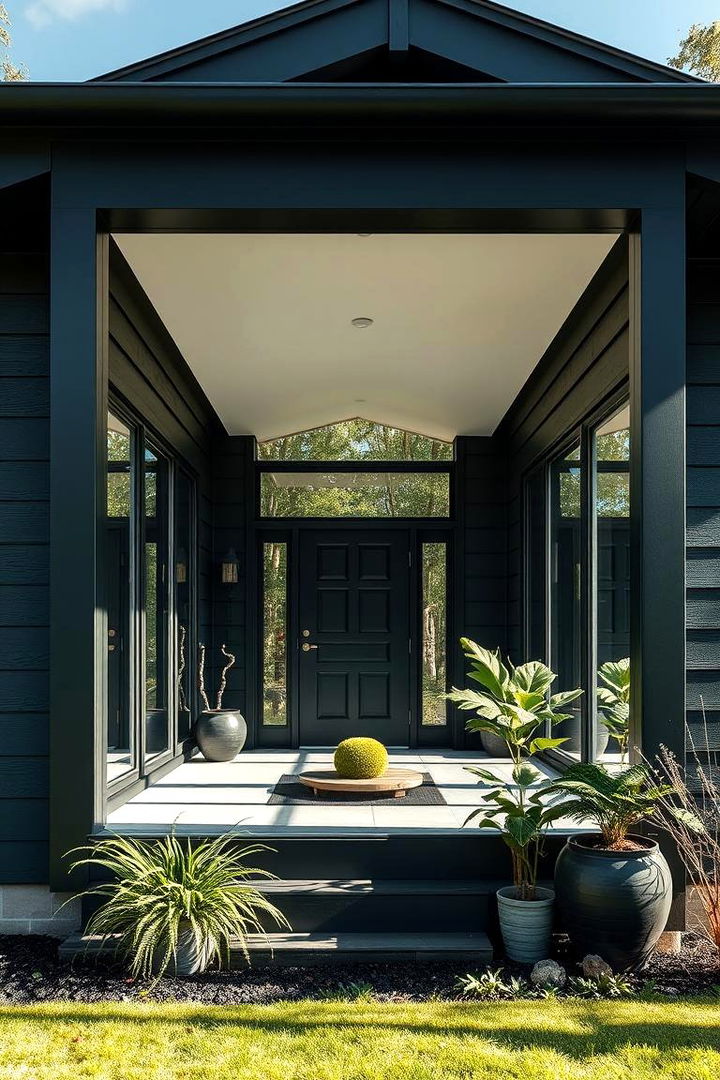 Sustainable Design Elements - 22 Dark Olive Green House With Black Trim