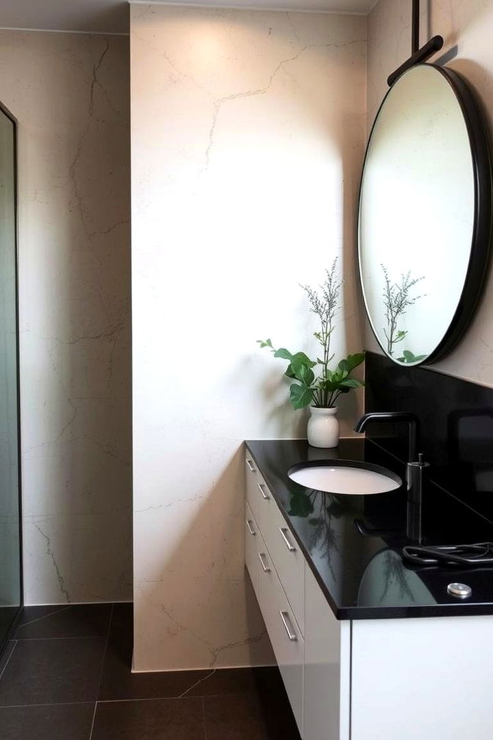 Sustainable Material Blend - 22 bathroom with black countertops ideas
