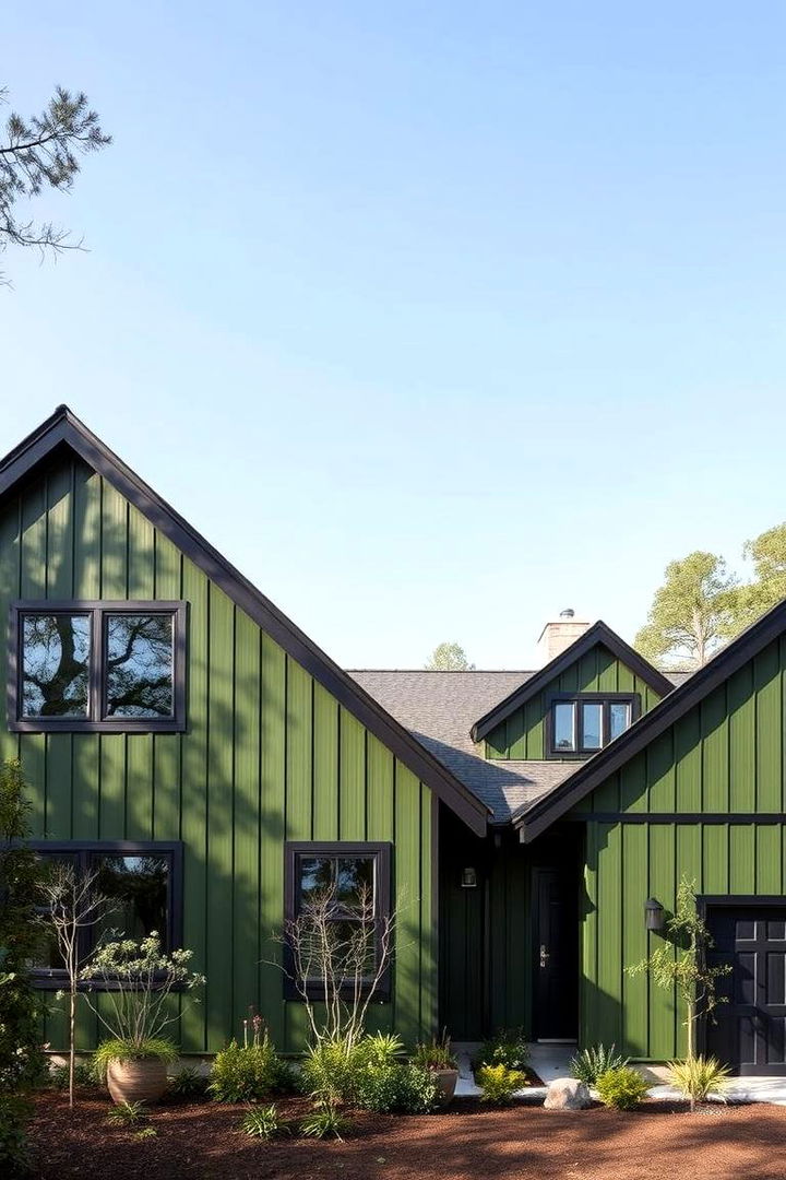 Sustainable Materials - 22 Forest Green House With Black Trim